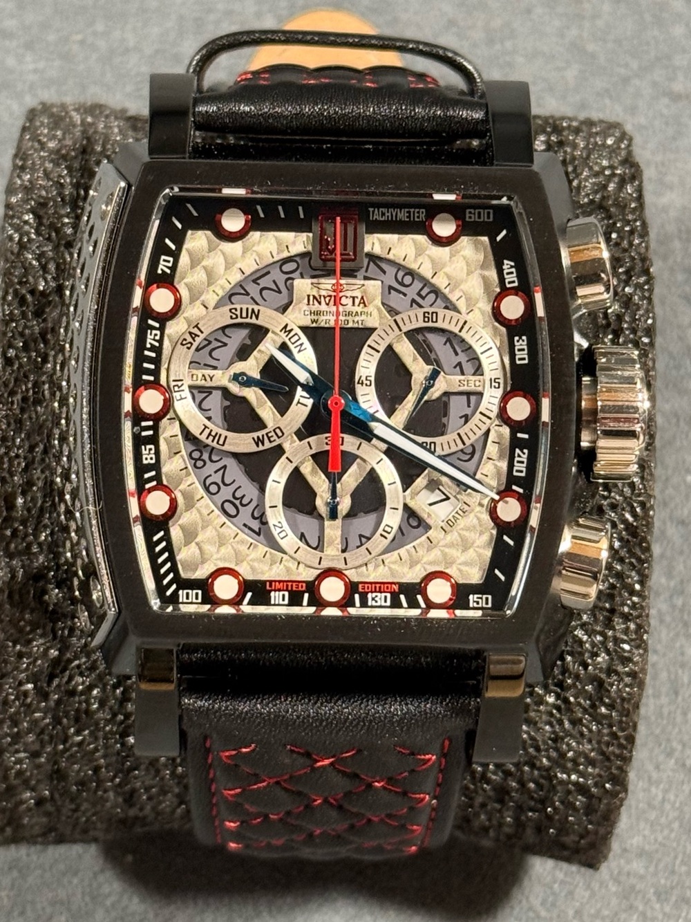 Invicta 22377 Jason Taylor Black Watch Limited Edition 629/999 Silver Dial Red